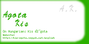 agota kis business card